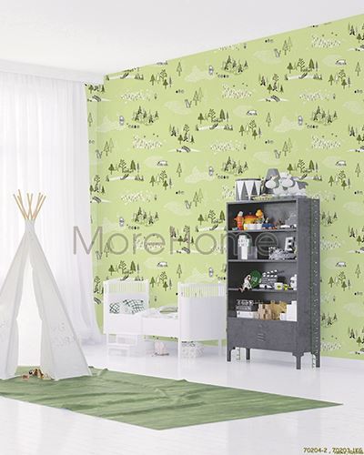 Giấy dán tường rừng cây màu xanh 70203-1