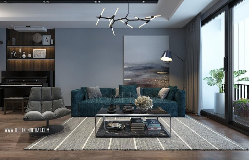 Nội thất hiện đại mang đến diện mạo vô cùng đẹp mắt cho phòng khách căn chung cư Thiết kế chung cư