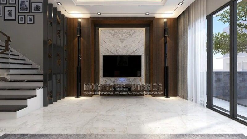 Đá đối vân ốp tường đẹp đang trở thành xu hướng trong bố trí nội thất đặc biệt lại là điểm nhấn ấn tượng trong phòng khách biệt thự, nhà phố.