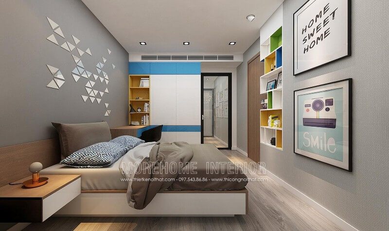 Thiết kế giường ngủ kết hợp táp đầu giường liền kề tạo sự tiện nghi hơn trong quá trình sử dụng