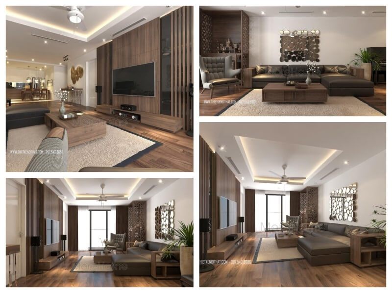 Trang trí phòng khách đẹp bằng bộ bàn ghế sofa gỗ óc chó bọc da tinh tế này