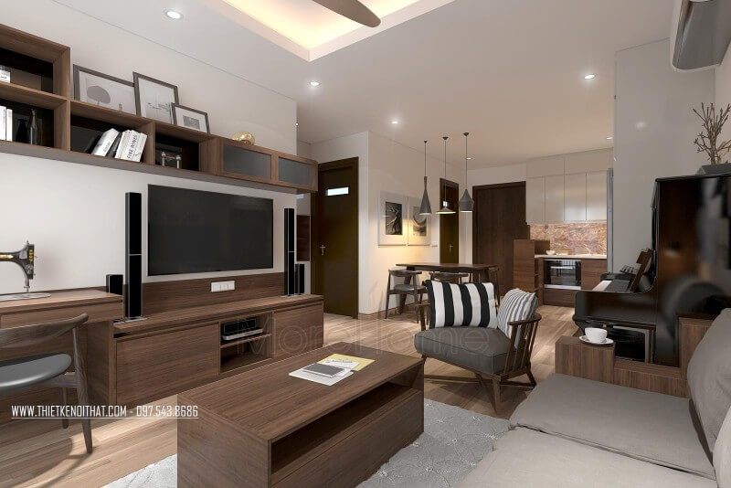 Trang trí phòng khách chung cư nhỏ ấn tượng và rộng rãi hơn với mẫu kệ ti vi hiện đại