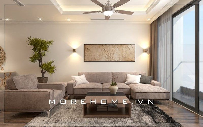 Ngỡ ngành trước mẫu thiết kế phòng khách chung cư đẹp sang trọng được thiết kế bởi Morehome.