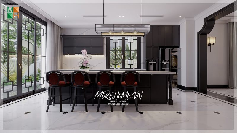 Có một vẻ đẹp ấn tượng, tủ bếp góp phần tạo nên sự tinh tế và ấn tượng trong phong cách thiết kế.